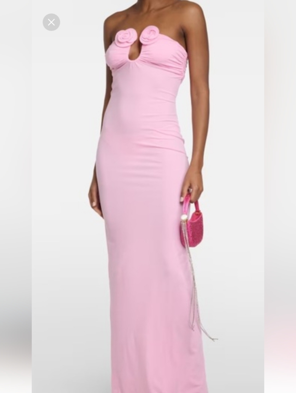 Magda Butrym Strapless Pink Maxi Dress with Rosette Detail - Picture 7 of 16